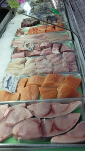 Fish Case filled with fresh seafood from Murrells Inlet Seafood